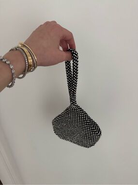 Black Rhinestone Wristlet Bag